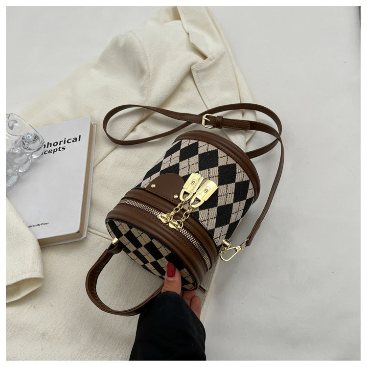 Crossbody bag texture rhombus hand bucket bag 0.34KG