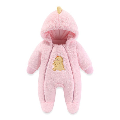 A Baby winter one-piece clothes Thickened cotton-padded clothes Newborn baby hug clothes Infant autumn and winter clothes suit Going out clothes