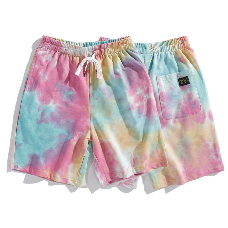 A summer new gradient tie-dye shorts for men and women loose ins hip-hop casual beach couple pants