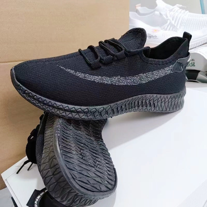 A Cross-border men's shoes casual shoes men's trend versatile sports shoes men's shoes flying woven breathable mesh shoes manufacturers wholesale