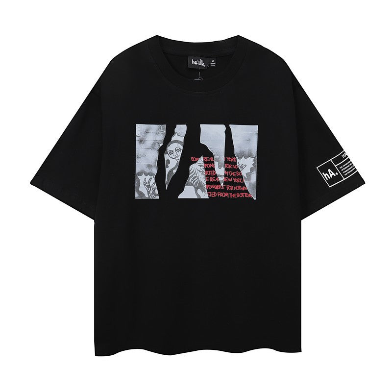 A HACULLA street minority art graffiti printed T-shirt bottoming shirt new cotton casual round neck and short sleeve in summer