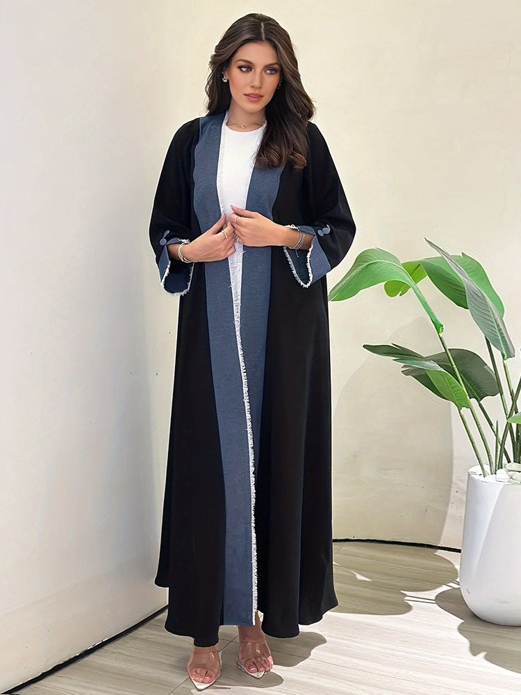 Women's Cardigan, Robe, Elegant, Contrasting, Tassel, Long Skirt, Middle East, Muslim, Dubai, Arabia, Spot Cross Border Clothing