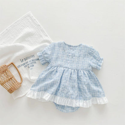 A Summer Fart Skirt 2024 Summer New Infant and Toddler Checkered Harper Dress Fashionable Girl Cute Internet Red Crawler