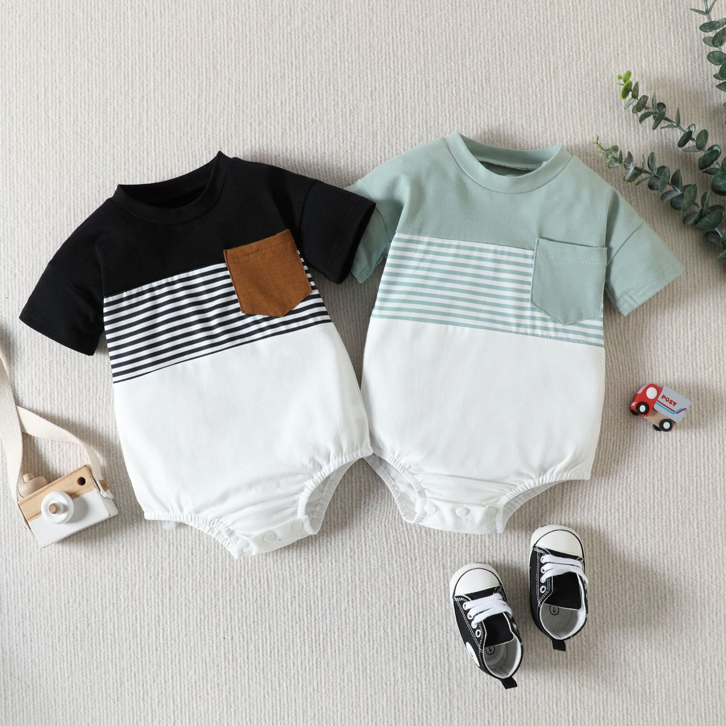 Summer new baby clothes for men and women, one-piece bags, buttocks, newborn short sleeves, 0.13kg