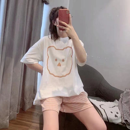 A Trade hot pajamas 2024 pajamas women's summer new short-sleeved shorts crew neck set foreign trade direct sales