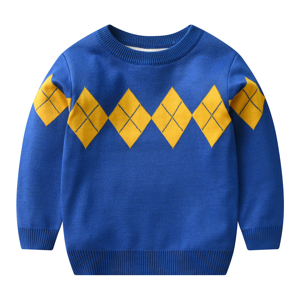 A factory direct sales of new European, American autumn and winter children's plaid sweater double-layer boy baby pullover bottoming knitted sweater