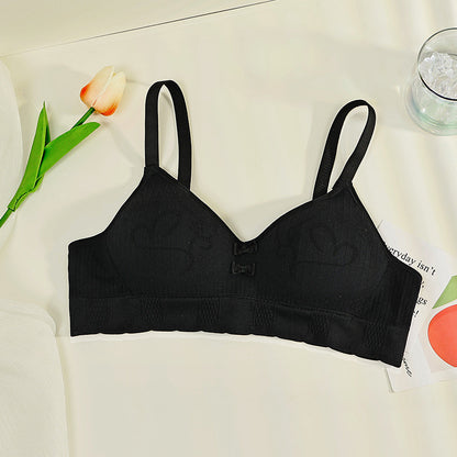 Girls&#039; bra high school students&#039; underwear female fixed cup sweet bra growing bra gathered thin bra.