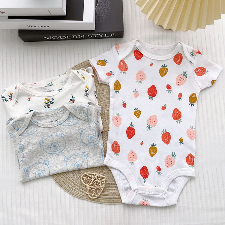 Summer newborn jumpsuit, baby short sleeved triangle climbing, men's and women's cartoon climbing clothing, wholesale of foreign trade children's clothing