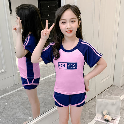 Wholesale of A Sports Children's Swimming Clothes for Girls, Summer Middle School and University Students, New Swimming Clothes and Shorts Set 0.2kgt