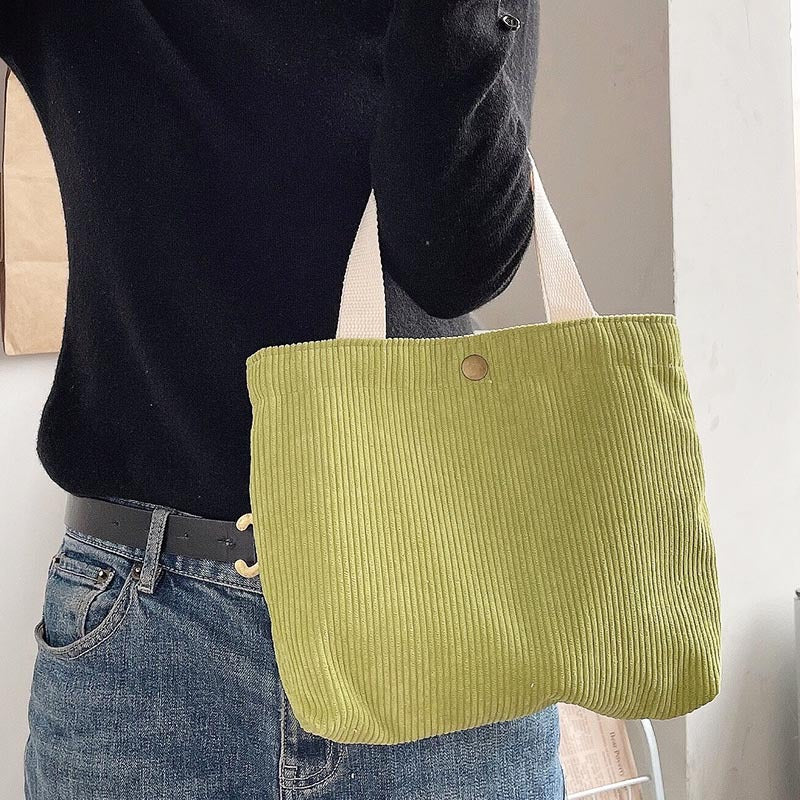 Bolso pequeño, neceser, bolsa de pana para el almuerzo, bolsa de compras