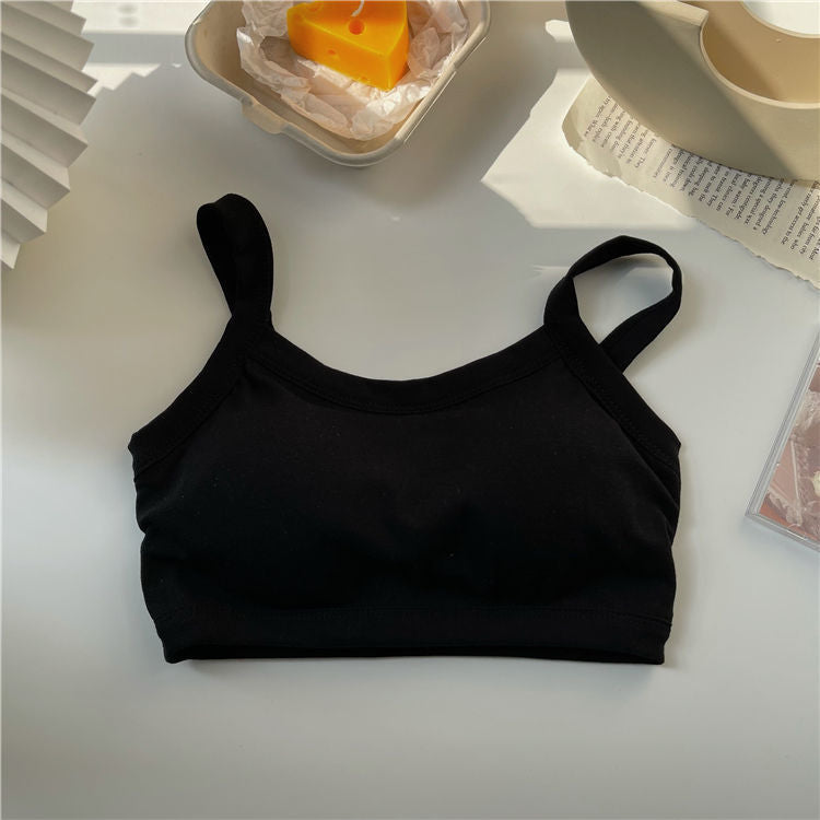 Un sujetador deportivo tipo chaleco con tirantes para mujer de secundaria, ropa interior, ropa interior y exterior anti-luz, hermoso top de tubo en la espalda 