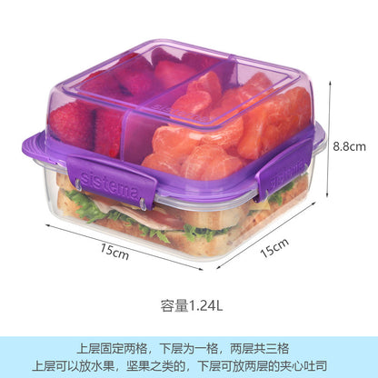 Una caja de sándwich portátil de Sistema importada de Nueva Zelanda, caja de pan para el desayuno, caja de fruta, caja de ensalada bento 