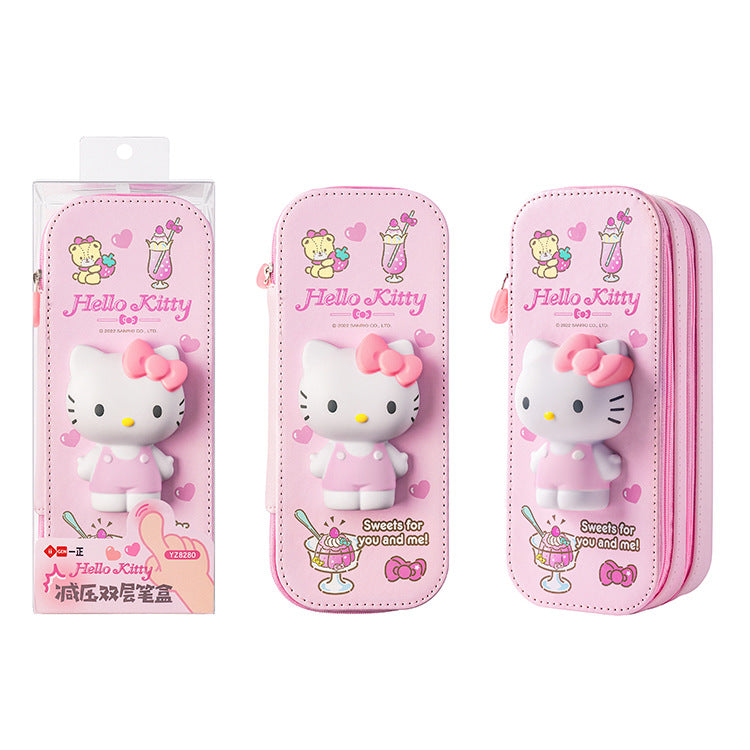 A iigen Stationery, Sanrio Family Image Decompression Pen Box, Multi functional Student Stationery Box, Children's Pen Bag