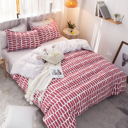 A Amazon simple unprinted style plaid strip duvet cover good bedding three or four piece set spot wholesale