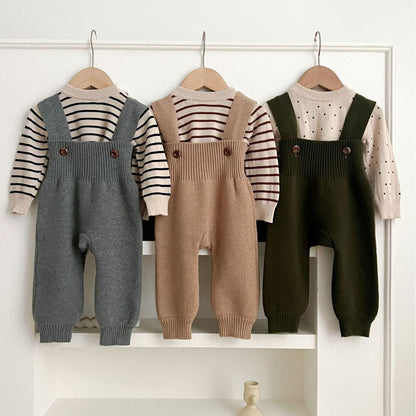 A ins style baby autumn knitted overalls Korean version infant onesie male and female baby foreign style knitted pants