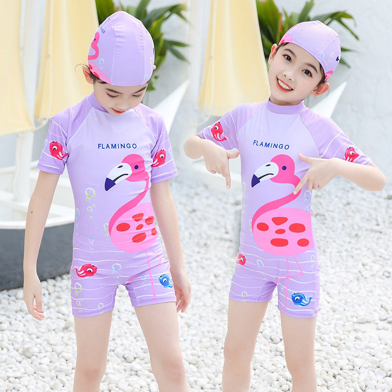 A New Girls Swimsuit One-piece Cute Princess Little Girl Baby Swimsuit Korean Version Children's Surf Suit Tide Wholesale 0.2KG