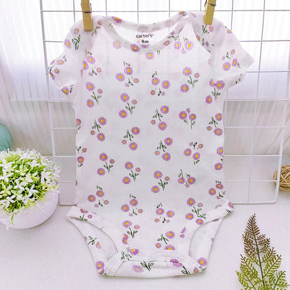 Mono de verano ultrafino para bebés, transpirable, con diseño de triángulos florales, con estampado de jacquard, ahuecado, ropa infantil de comercio exterior 