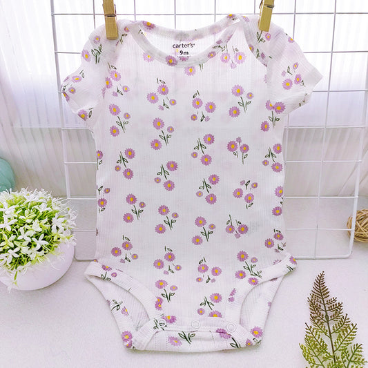 A summer ultra-thin buttocks for babies, breathable floral triangle climbing baby jacquard hollowed out jumpsuit, foreign trade children's clothing