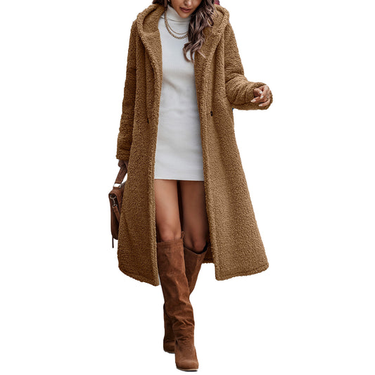 Women's long sleeve hooded plush jacket