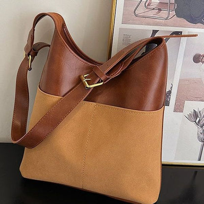 Contrast color large capacity tote bag