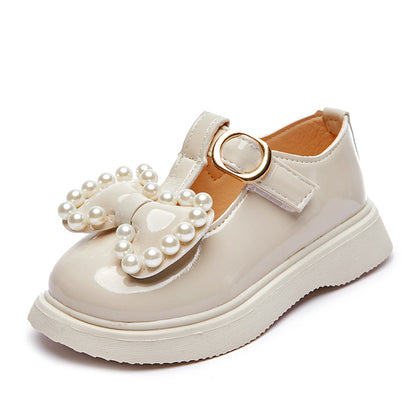 Zapatos de princesa con lazo y perlas, zapatos retro para niña, primavera y otoño, nuevos, 0,35 kg