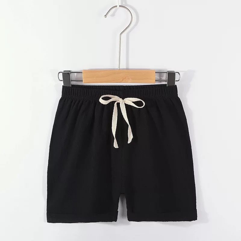 Pantalones cortos para niños, de algodón puro, estilo fino de verano, pantalones deportivos y de ocio de cinco puntos para niños, pantalones cortos para niñas y bebés. 