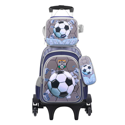 A new cartoon children&#039;s schoolbag pull rod student bag detachable trolley bag three-piece factory wholesale.