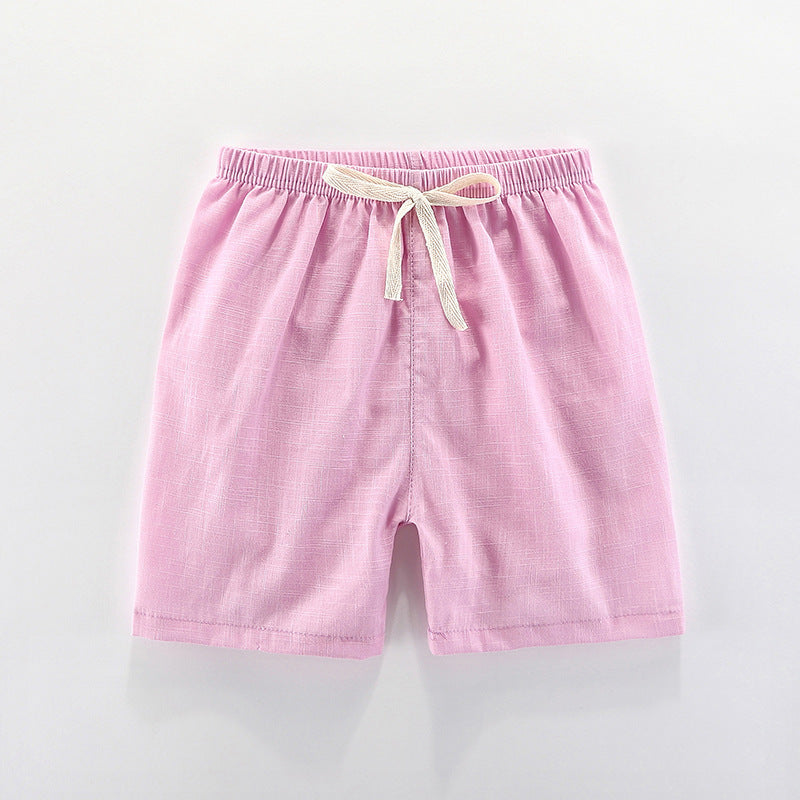 Pantalones cortos para niños, de algodón puro, estilo fino de verano, pantalones deportivos y de ocio de cinco puntos para niños, pantalones cortos para niñas y bebés. 