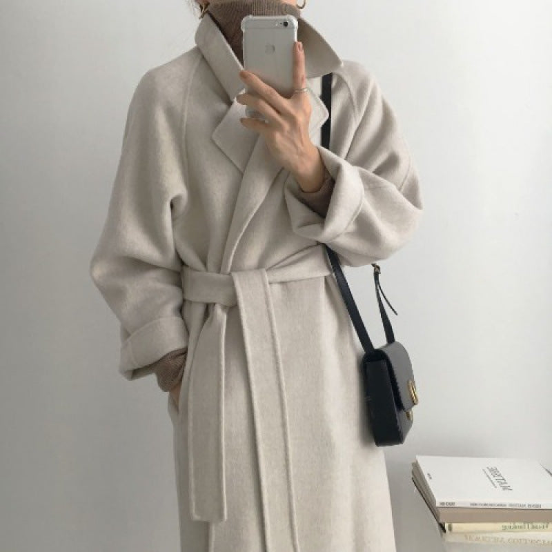 A Korean woolen coat women's autumn and winter new small medium and long French wool woolen coat