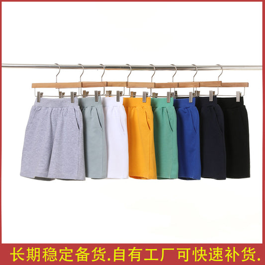 A children&#039;s sweatpants cotton white shorts 200 grams weight Joker boy pants suit candy girl pants