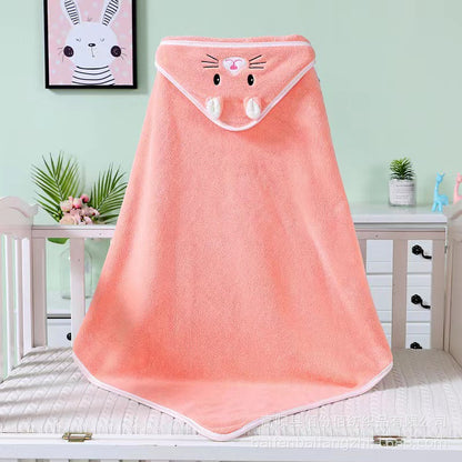 Coral velvet quilt children's absorbent hooded cartoon bath towel