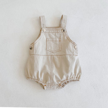 In spring and summer, infants, boys and girls, jeans, suspenders, clothes, fart clothes, 0-2-year-old cotton jumpsuit, climbing clothes, 0.13kg