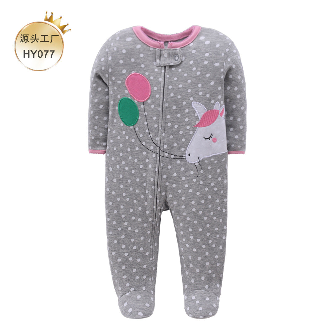 A 0-1 Baby onesie long-sleeved cotton thin newborn baby four-season air-conditioned clothing pajamas Romper socks climbing clothing