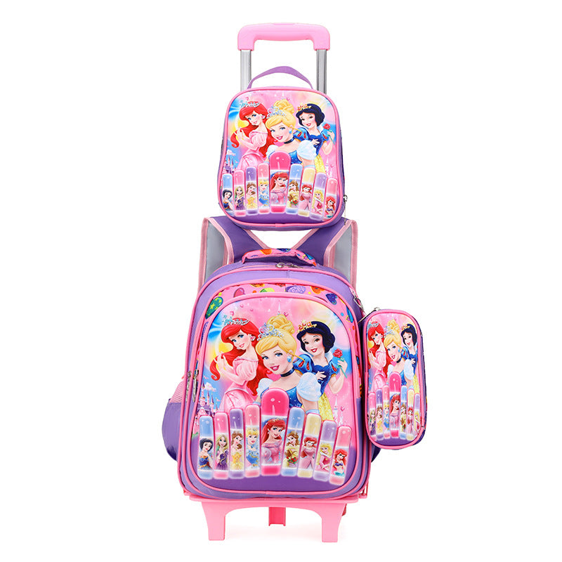 A foreign trade elementary school student backpack for boys and girls in grades 3-5, backpack for lunch, three piece cartoon children's bag set