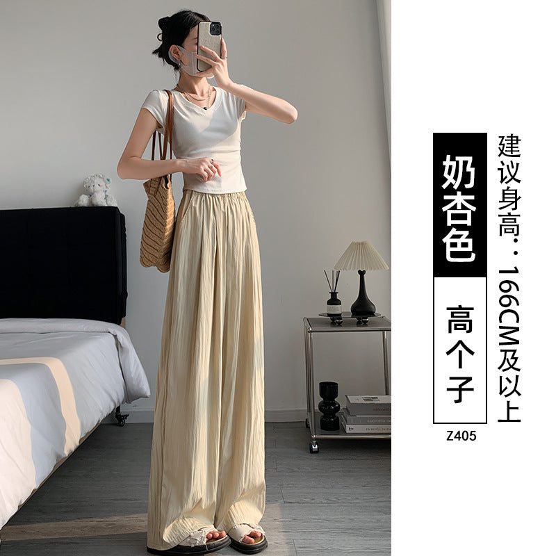 A Yamamoto pants women's summer 2024 new high-waisted straight tube small lazy cotton and linen ice silk wide-leg pants children look thin