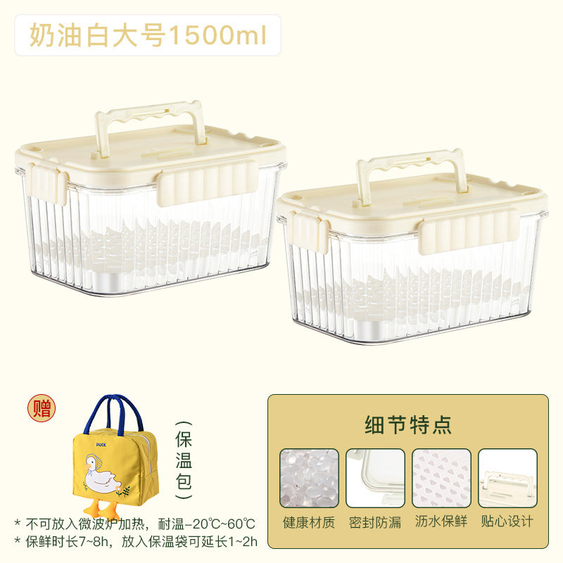 A summer mobile small refrigerator fresh-keeping box for fruit outings, elementary school student bento box with built-in ice box, cold food box