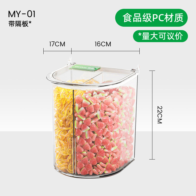 A Plastic box Supermarket candy food display box Transparent with lid Round snack jar Dried fruit box Sealed snack box