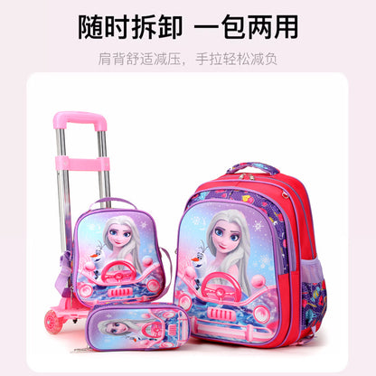 A foreign trade elementary school student backpack for boys and girls in grades 3-5, backpack for lunch, three piece cartoon children's bag set