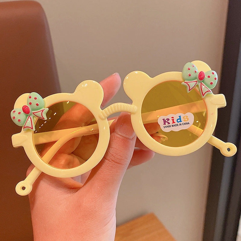 A Mickey children's sunglasses and sunglasses wholesale children's bow cartoon cute girl sun protection sunglasses factory 0.02KG