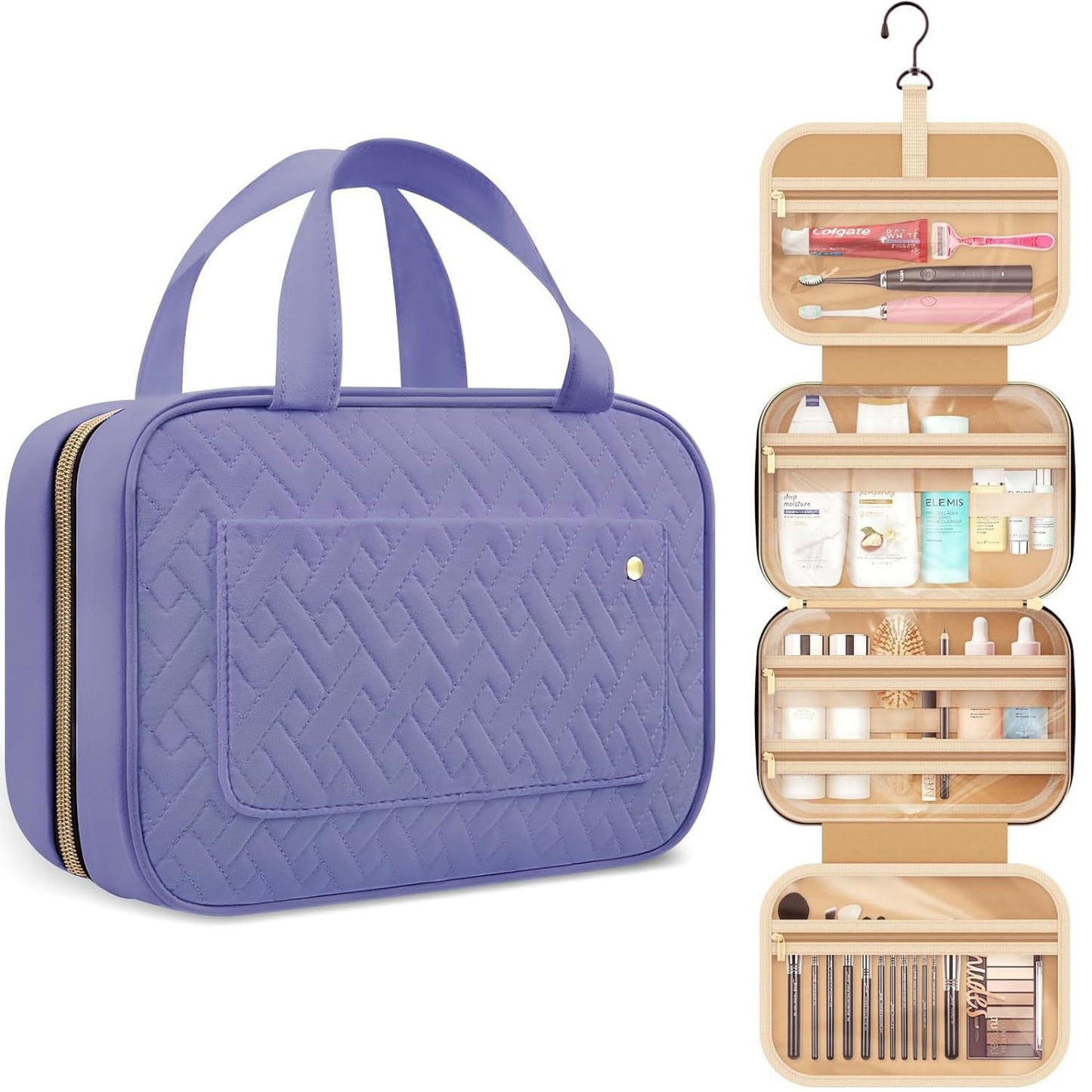 A spot cross-border exclusive travel toiletries with hooks, portable makeup bags, travel ladies toiletries, handbags MOQ: 3 PIECE