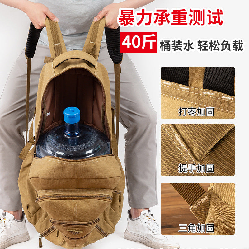 A Wholesale durable wear-resistant extra-large capacity thickened canvas backpack men's retro fashion travel outdoor mountaineering back