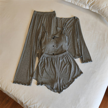 A Modal pajamas women's spring, autumn and winter sexy with chest pads, summer suspenders, trousers can be worn outside, simple loungewear cover