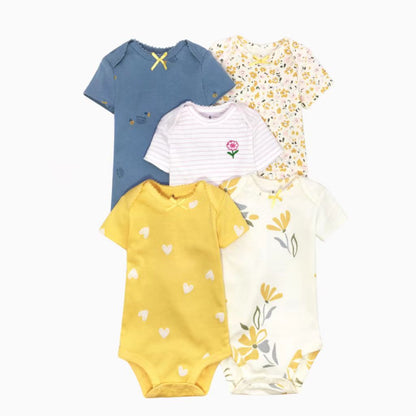 Children's summer new infant short-sleeved triangle clothes crawling clothes, five baby onesies, price for 5 piece 0.28kg