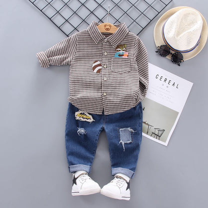 Boys' Autumn Set Long sleeved Cartoon Shirt 0 Infant and Young Children's Shirt 1-2-3-5 Year Old Trend 0.3kg