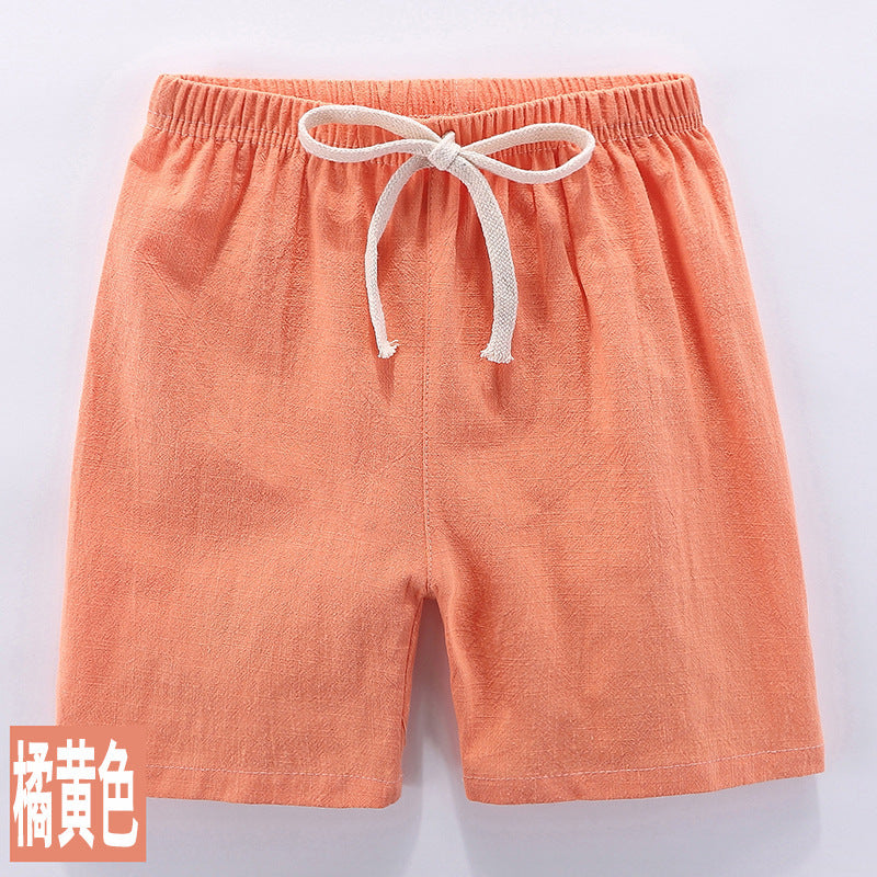 Pantalones cortos para niños, de algodón puro, estilo fino de verano, pantalones deportivos y de ocio de cinco puntos para niños, pantalones cortos para niñas y bebés. 