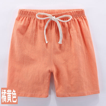 Pantalones cortos para niños, de algodón puro, estilo fino de verano, pantalones deportivos y de ocio de cinco puntos para niños, pantalones cortos para niñas y bebés. 