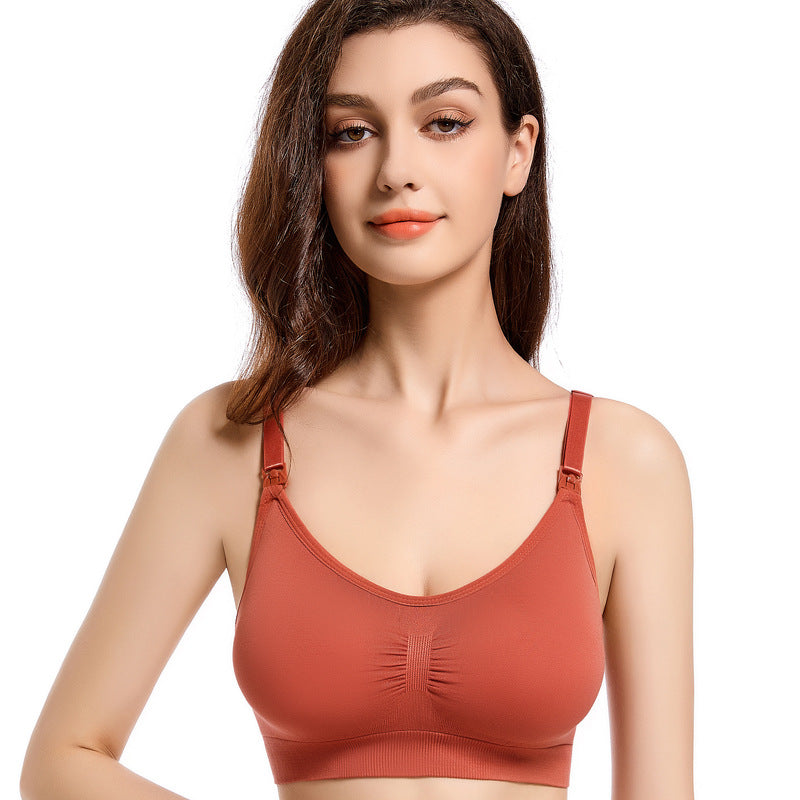 A Adjustable breastfeeding postpartum breastfeeding underwear women's no steel ring gathering comfortable breathable upper buckle seamless bra bra