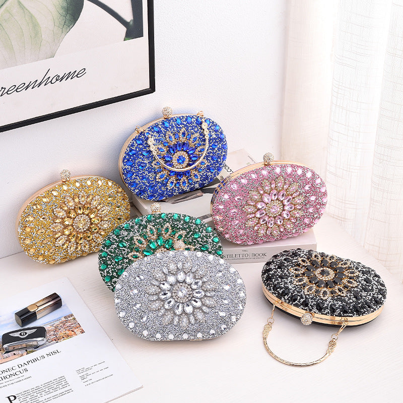 A Cross-border explosion Sunflower dinner bag Fashion banquet clutch bag Dress evening bag Diamond bag European and American party bag