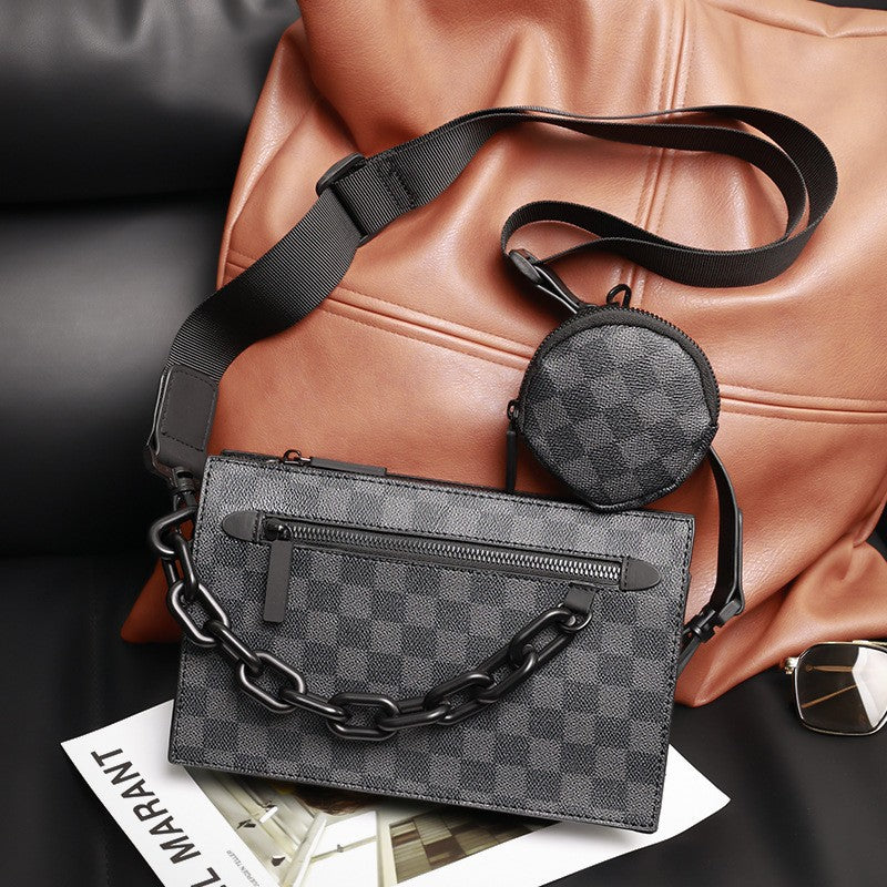 A New Envelope Bag Men's Box Bag Personalized Satchel Premium Sense Casual Fashion Trendy Brand Shoulder Crossbody Small Square Bag