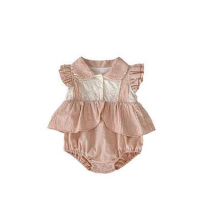 A Korean version of baby clothes, new summer style with doll neckline and small skirt hem, sweet and cute baby girl climbing clothes, children's clothing